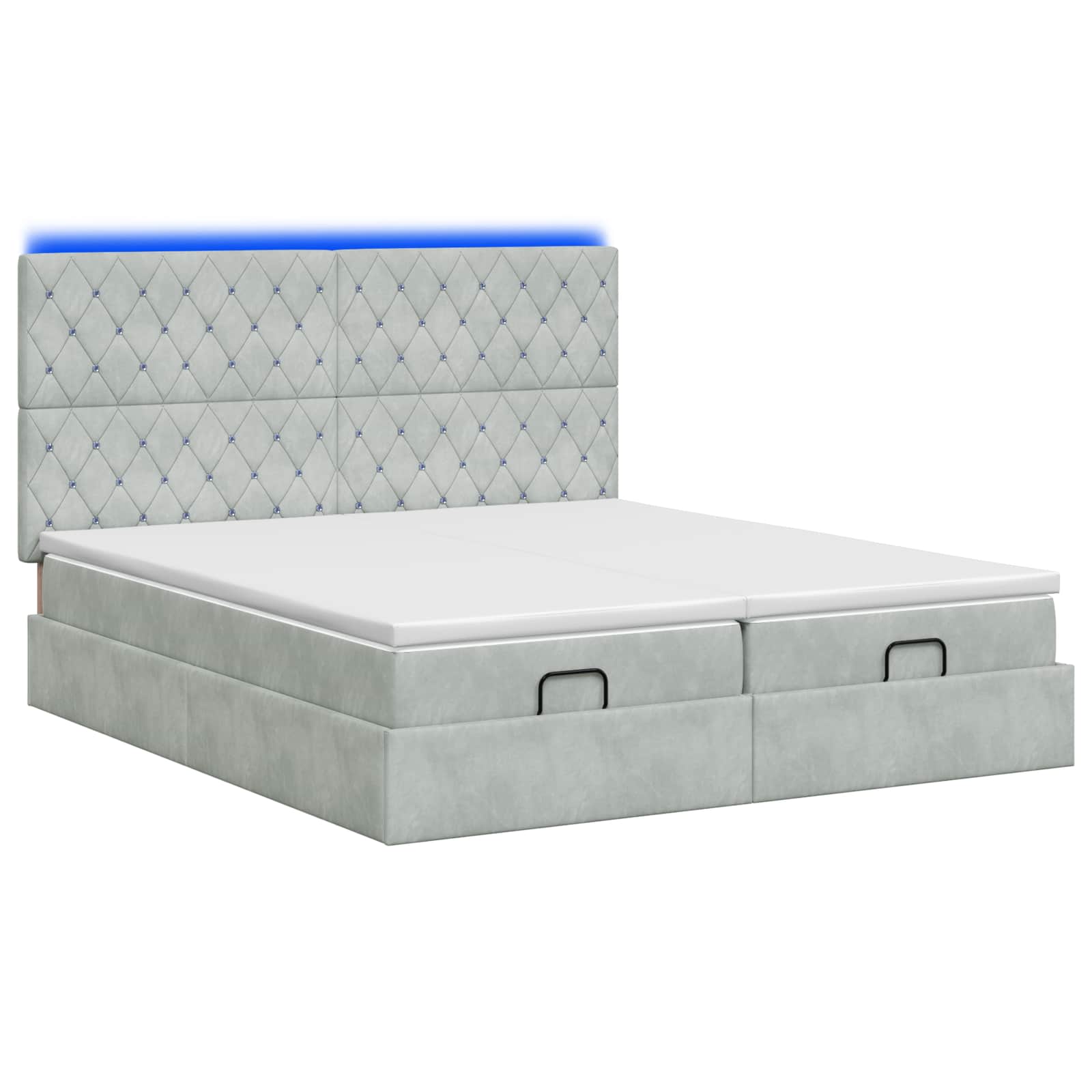 Letto Ottomano con Materasso e LED Grigio Chiaro 200 x 200 cm | homemem39