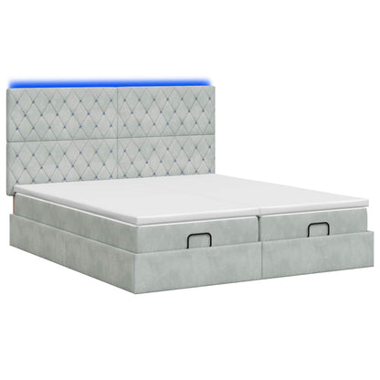 Letto Ottomano con Materasso e LED Grigio Chiaro 200 x 200 cm | homemem39