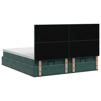 Letto Ottomano con Materasso e LED Verde Scuro 200 x 200 cm | homemem39