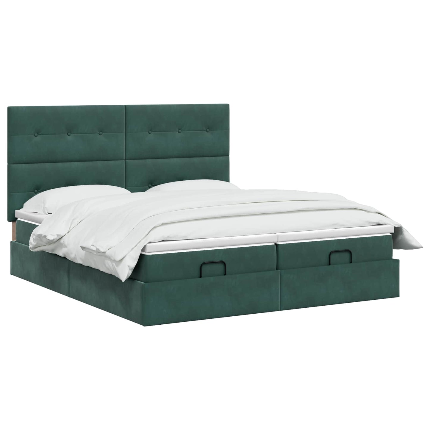 Letto Ottomano con Materasso e LED Verde Scuro 200 x 200 cm | homemem39