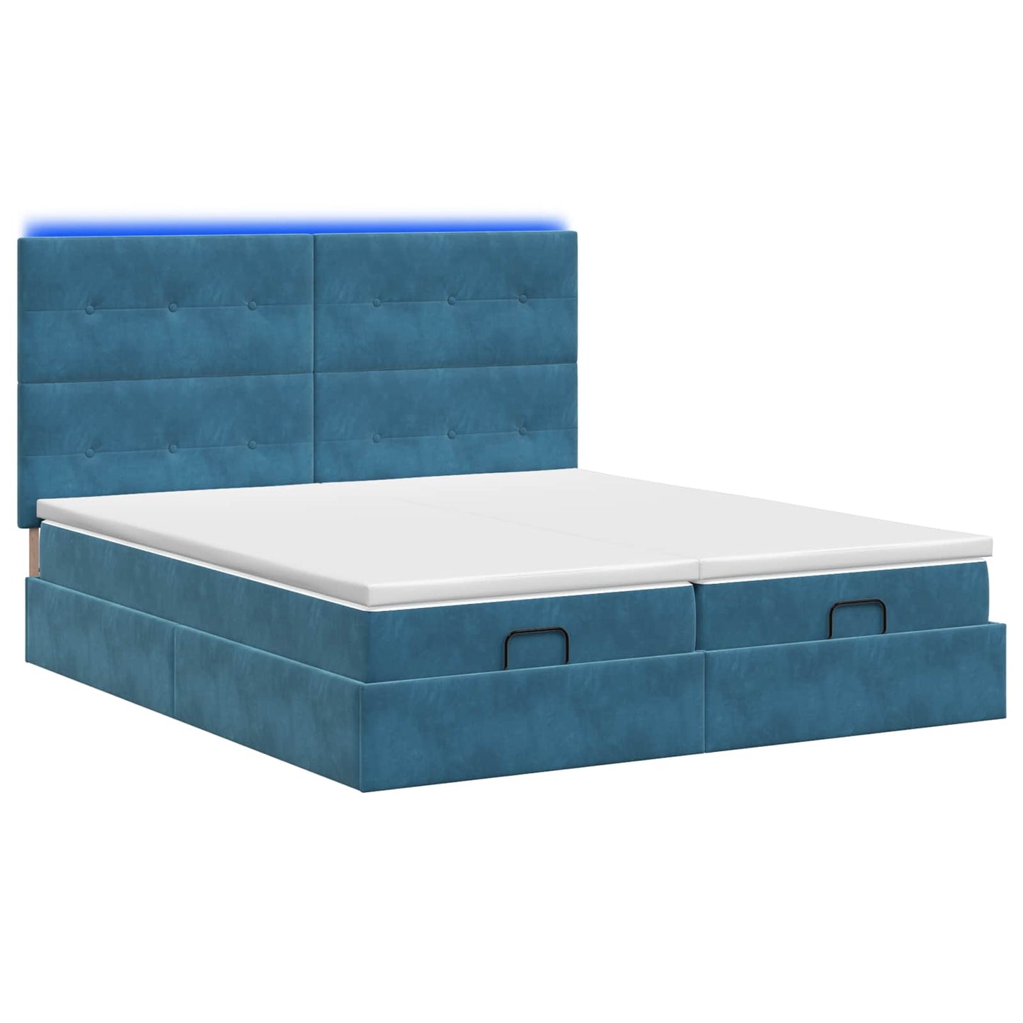 Letto Ottomano con Materasso e LED Blu scuro 200 x 200 cm | homemem39