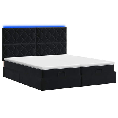 Letto Ottomano con Materasso e LED Nero 180 x 200 cm Velluto | homemem39