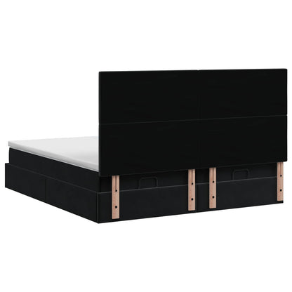 Letto Ottomano con Materasso e LED Nero 180 x 200 cm Velluto | homemem39