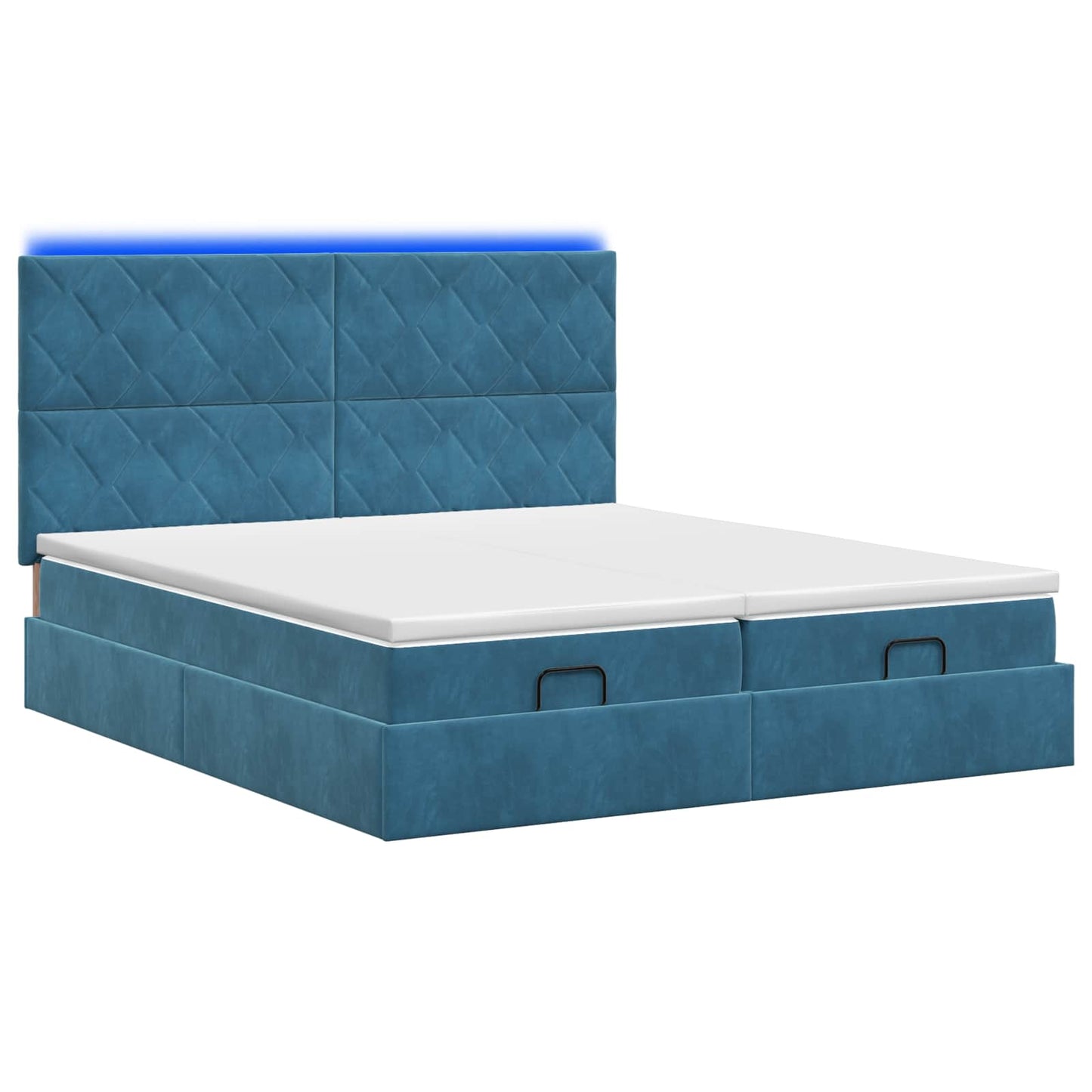 Letto Ottomano con Materasso e LED Blu scuro 200 x 200 cm | homemem39