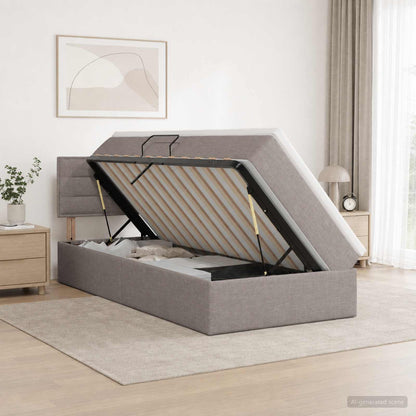Letto con contenitore e materasso Tortora 90 x 200 cm Velluto | homemem39