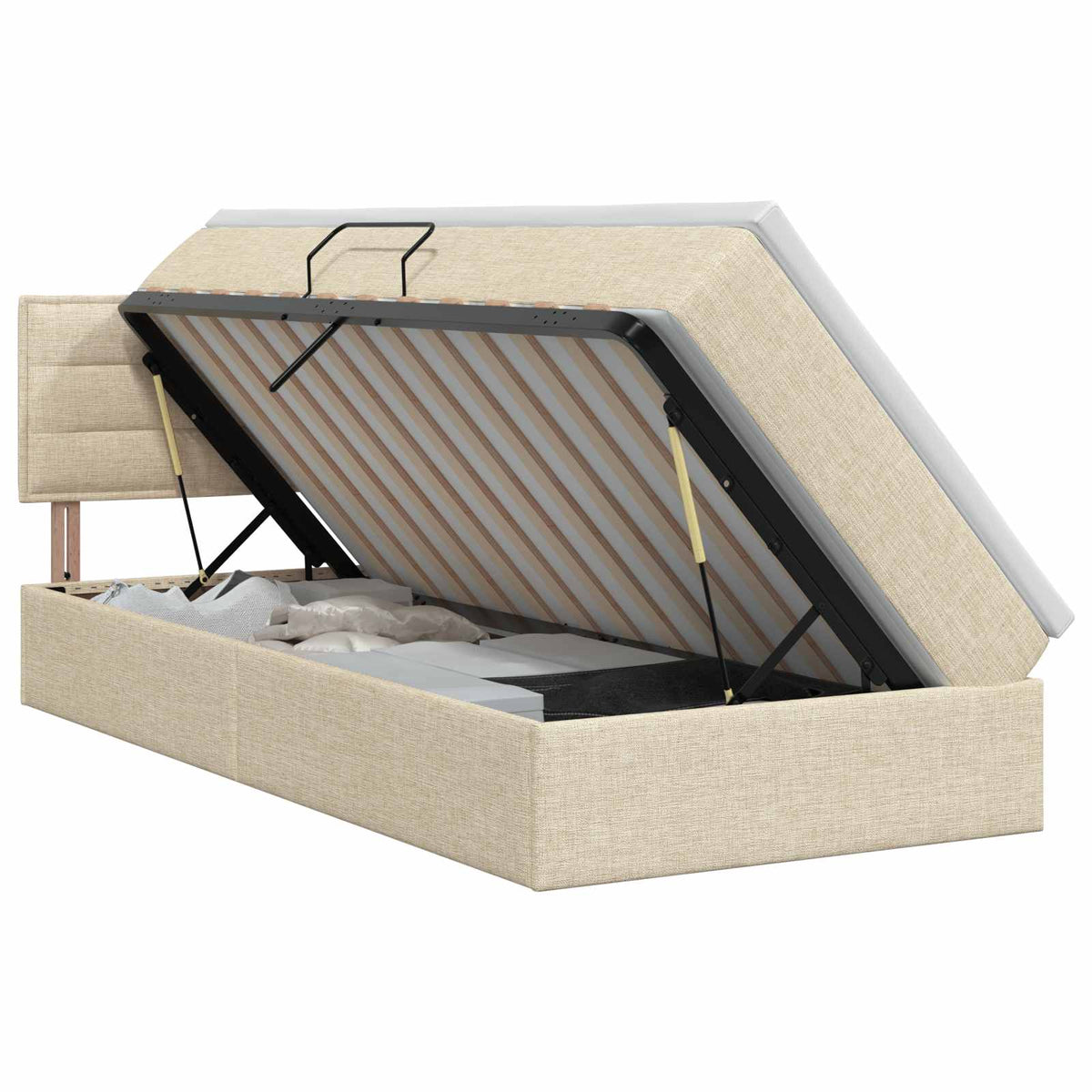 Letto con contenitore e materasso Crema 100 x 200 cm Velluto | homemem39