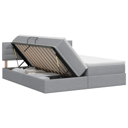 Letto con contenitore e materasso Grigio Chiaro 140 x 190 cm