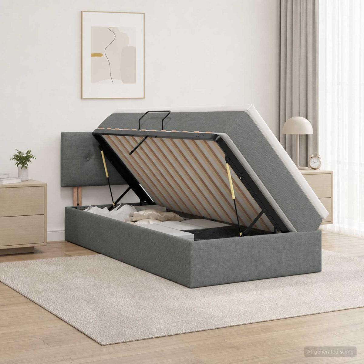 Letto con contenitore LED e materasso Grigio Scuro 90 x 200 cm | homemem39