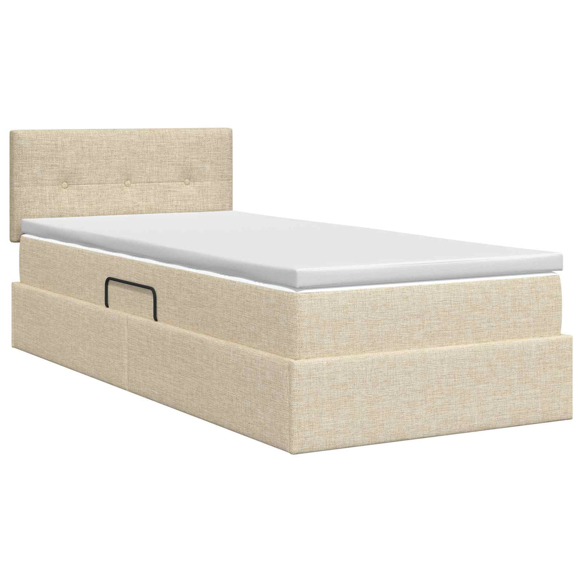 Letto con contenitore e materasso Crema 90 x 190 cm Velluto
