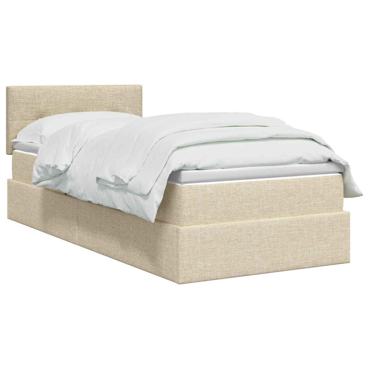 Letto con contenitore e materasso Crema 90 x 190 cm Velluto