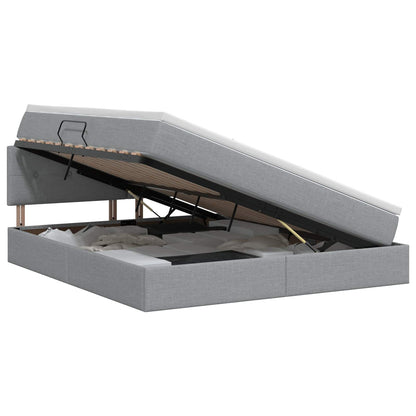 Letto con contenitore e materasso Grigio Chiaro 140 x 200 cm