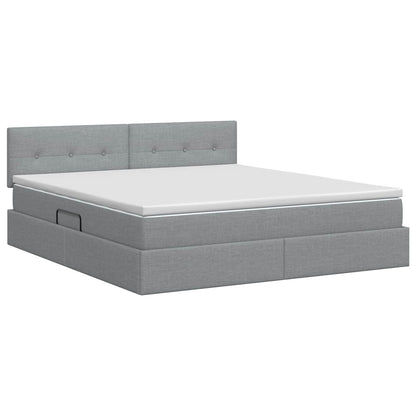 Letto con contenitore e materasso Grigio Chiaro 140 x 200 cm