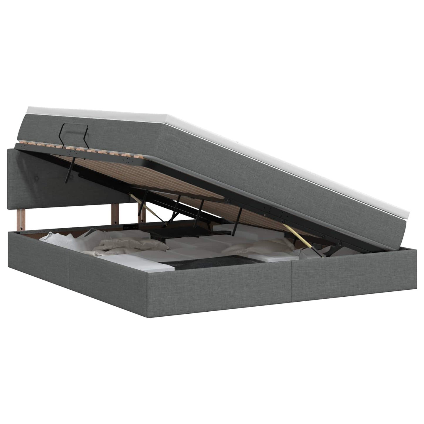 Letto con contenitore e materasso Grigio Scuro 140 x 200 cm
