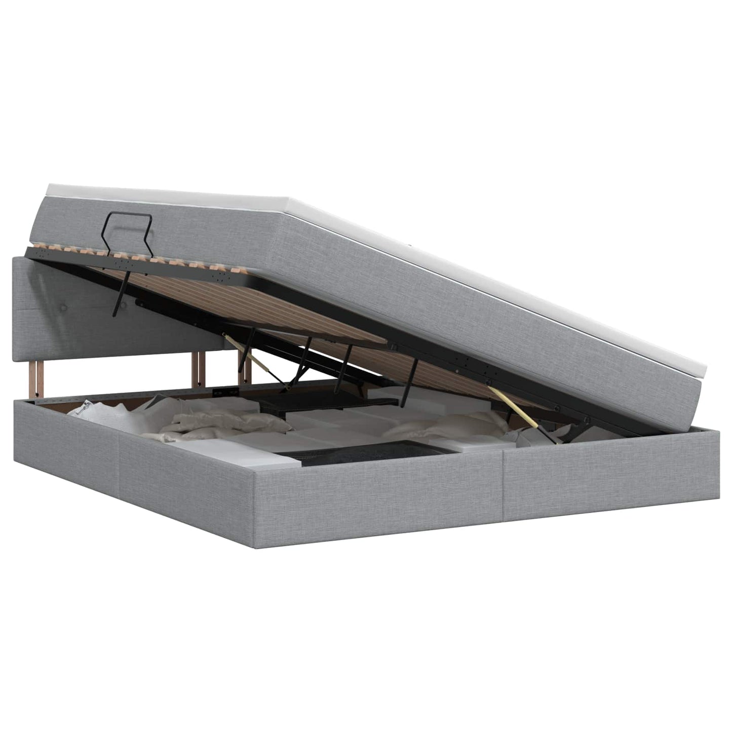 Letto con contenitore e materasso Grigio Chiaro 180 x 200 cm