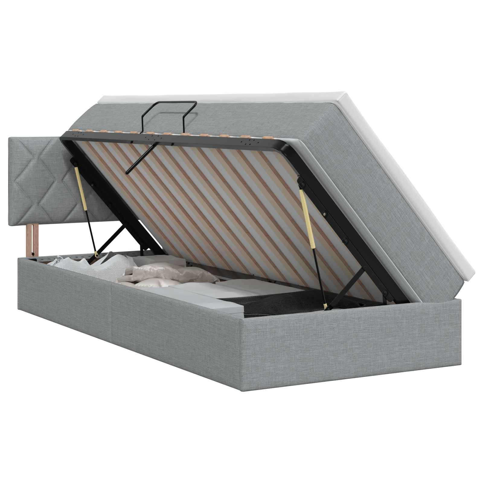 Letto con contenitore e materasso Grigio Chiaro 100 x 200 cm | homemem39
