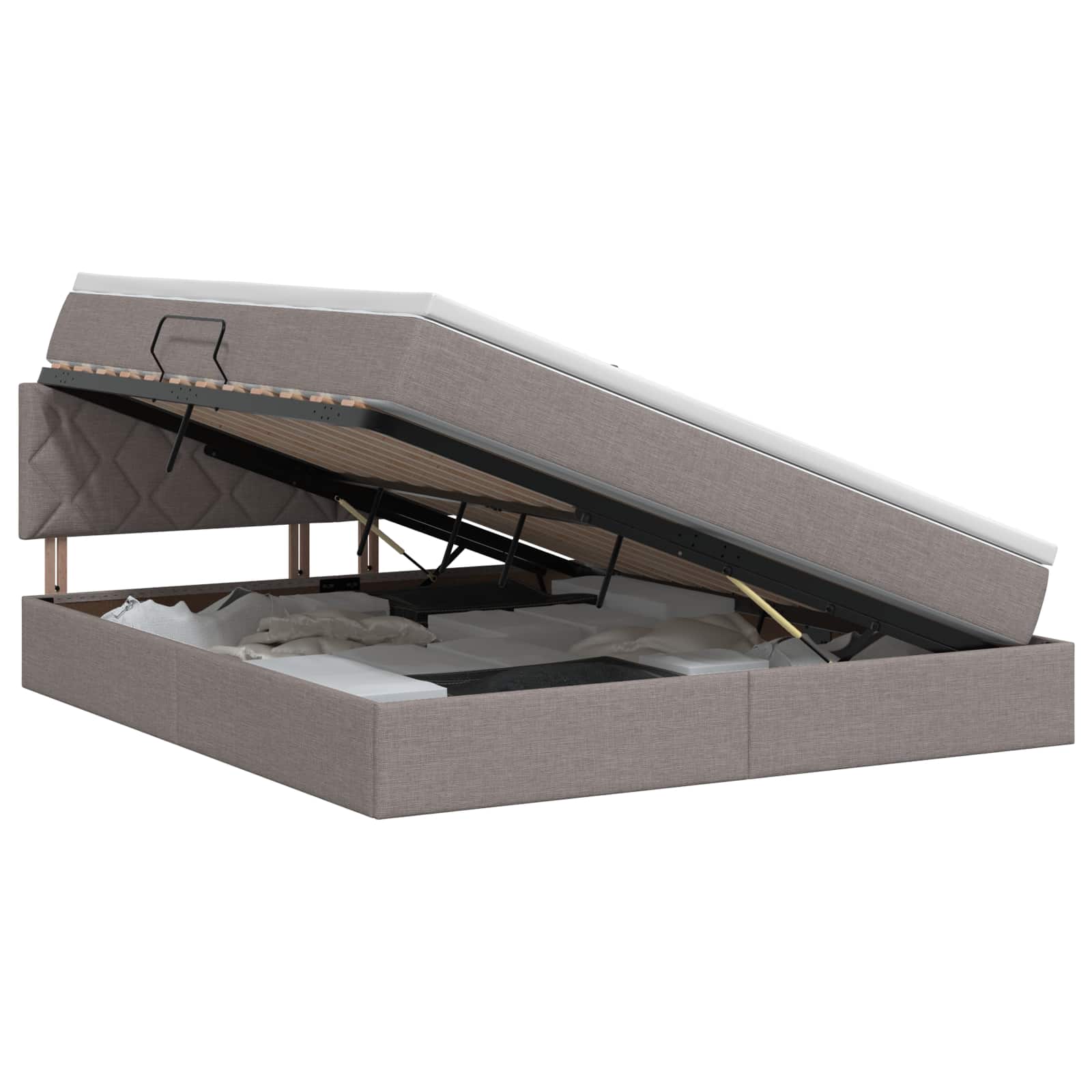 Letto con contenitore e materasso Tortora 160 x 200 cm Velluto | homemem39