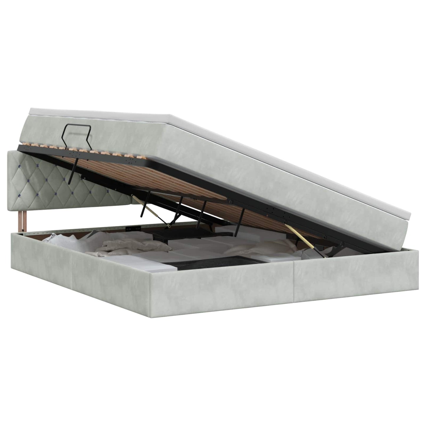 Letto con Contenitore Grigio Chiaro 140 x 190 cm Velluto