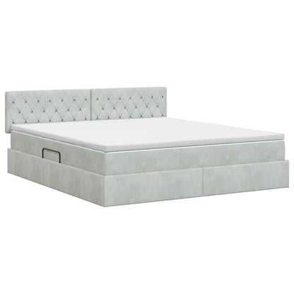 Letto con Contenitore Grigio Chiaro 140 x 190 cm Velluto