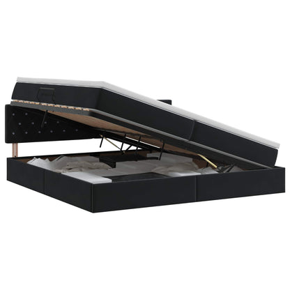 Letto con Contenitore con testiera Nero 200 x 200 cm Velluto