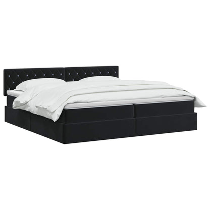 Letto con Contenitore con testiera Nero 200 x 200 cm Velluto