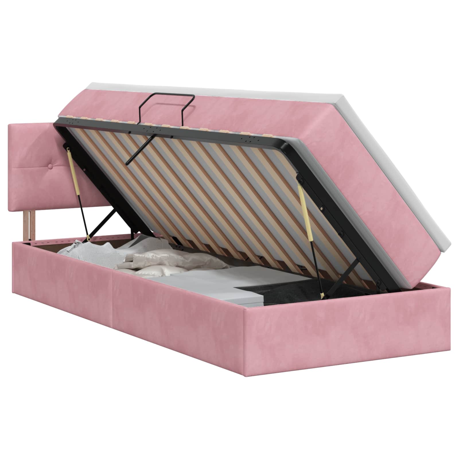 Letto con Contenitore con testiera Rosa 100 x 200 cm Velluto | homemem39