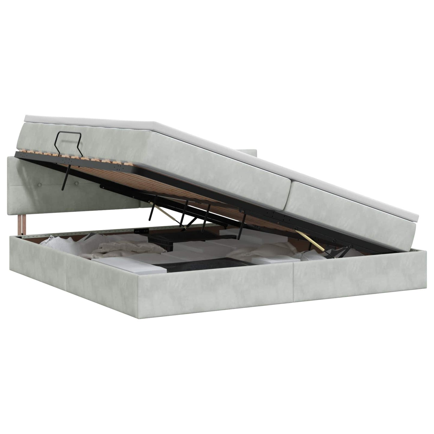 Letto con Contenitore Grigio Chiaro 200 x 200 cm Velluto