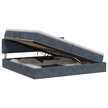 Letto con Contenitore Grigio Scuro 200 x 200 cm Velluto