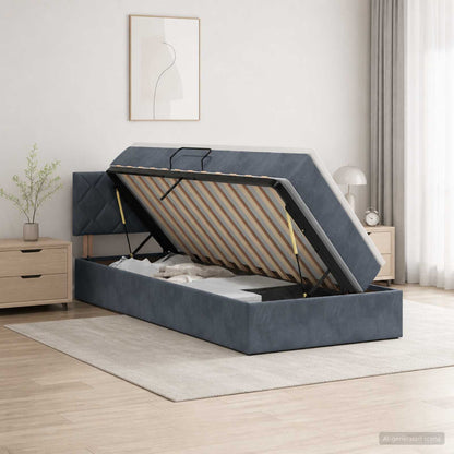Letto con Contenitore Grigio Scuro 100 x 200 cm Velluto