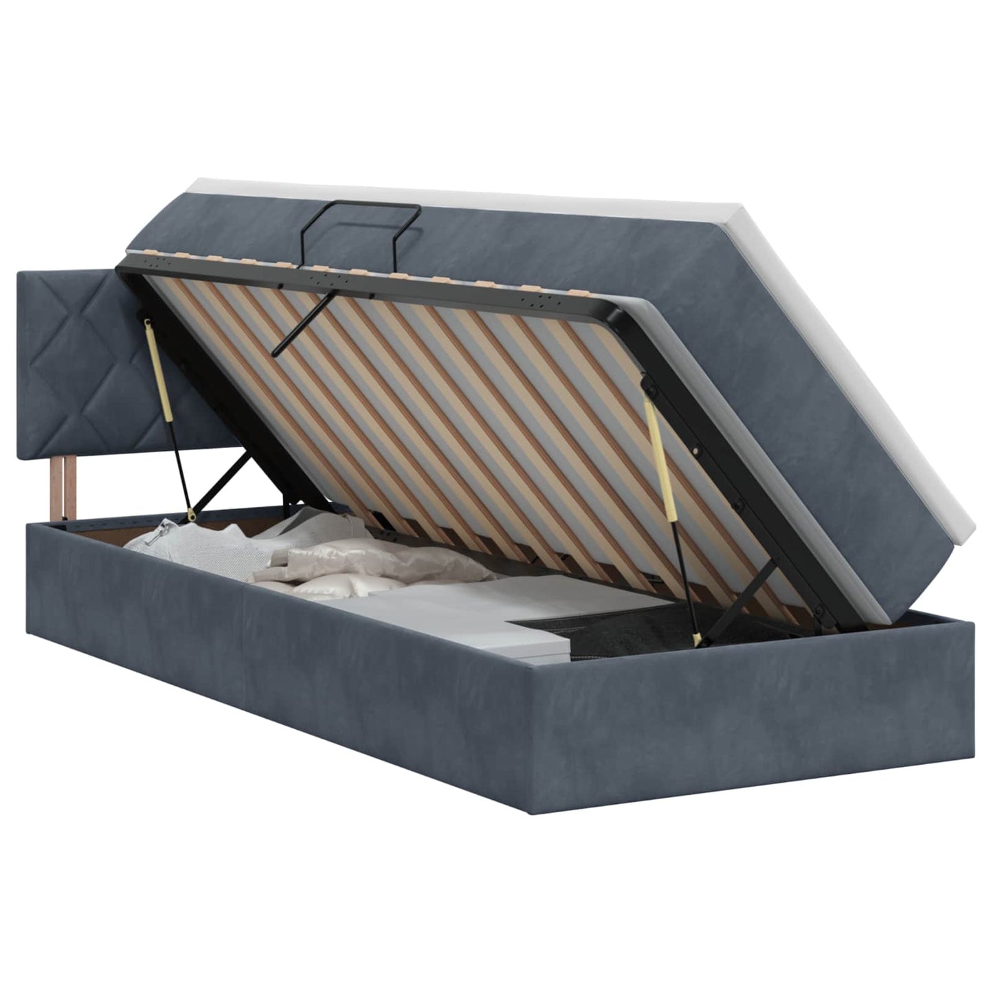 Letto con Contenitore Grigio Scuro 100 x 200 cm Velluto