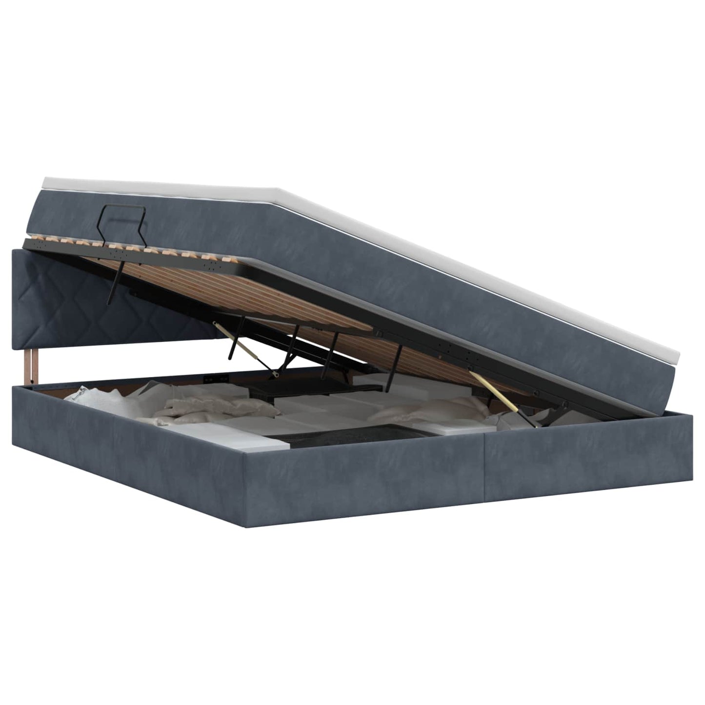 Letto con Contenitore Grigio Scuro 140 x 190 cm Velluto | homemem39