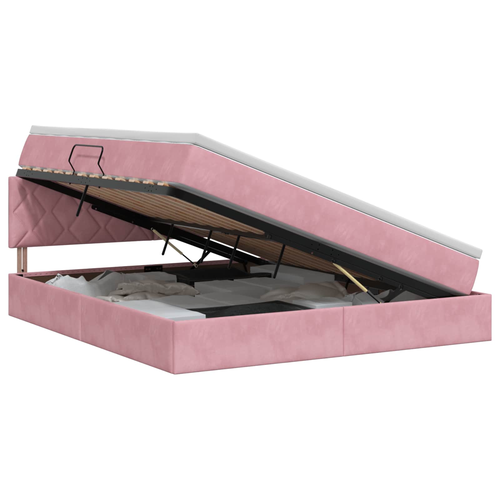 Letto con Contenitore con testiera Rosa 160 x 200 cm Velluto | homemem39