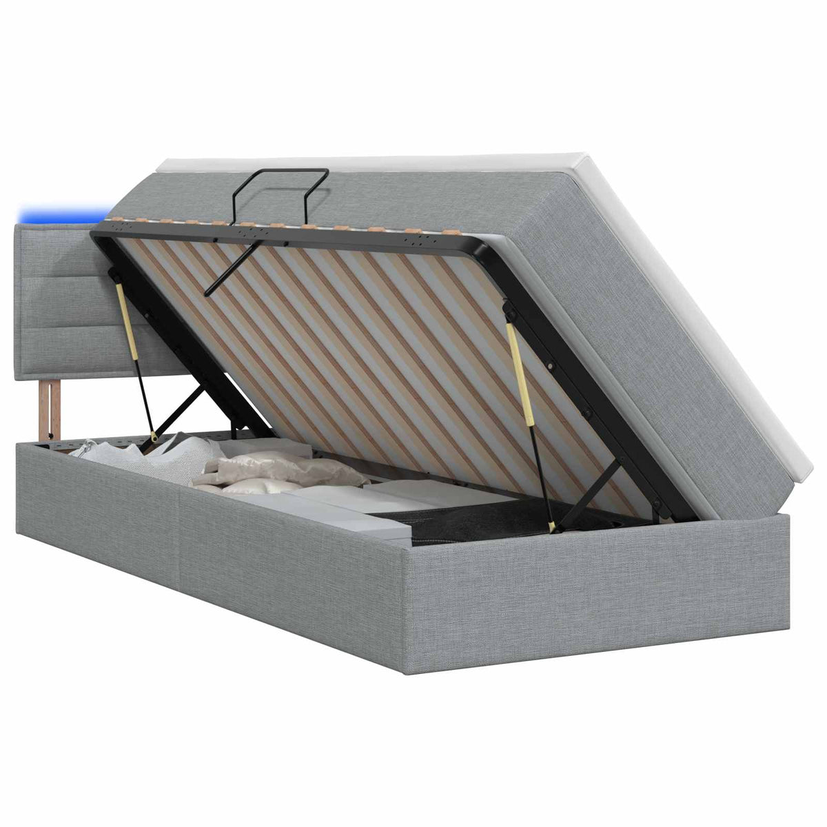 Letto con contenitore LED e materasso Grigio Chiaro 90 x 190 cm | homemem39