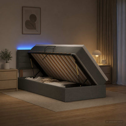 Letto con contenitore LED e materasso Grigio Scuro 90 x 190 cm | homemem39