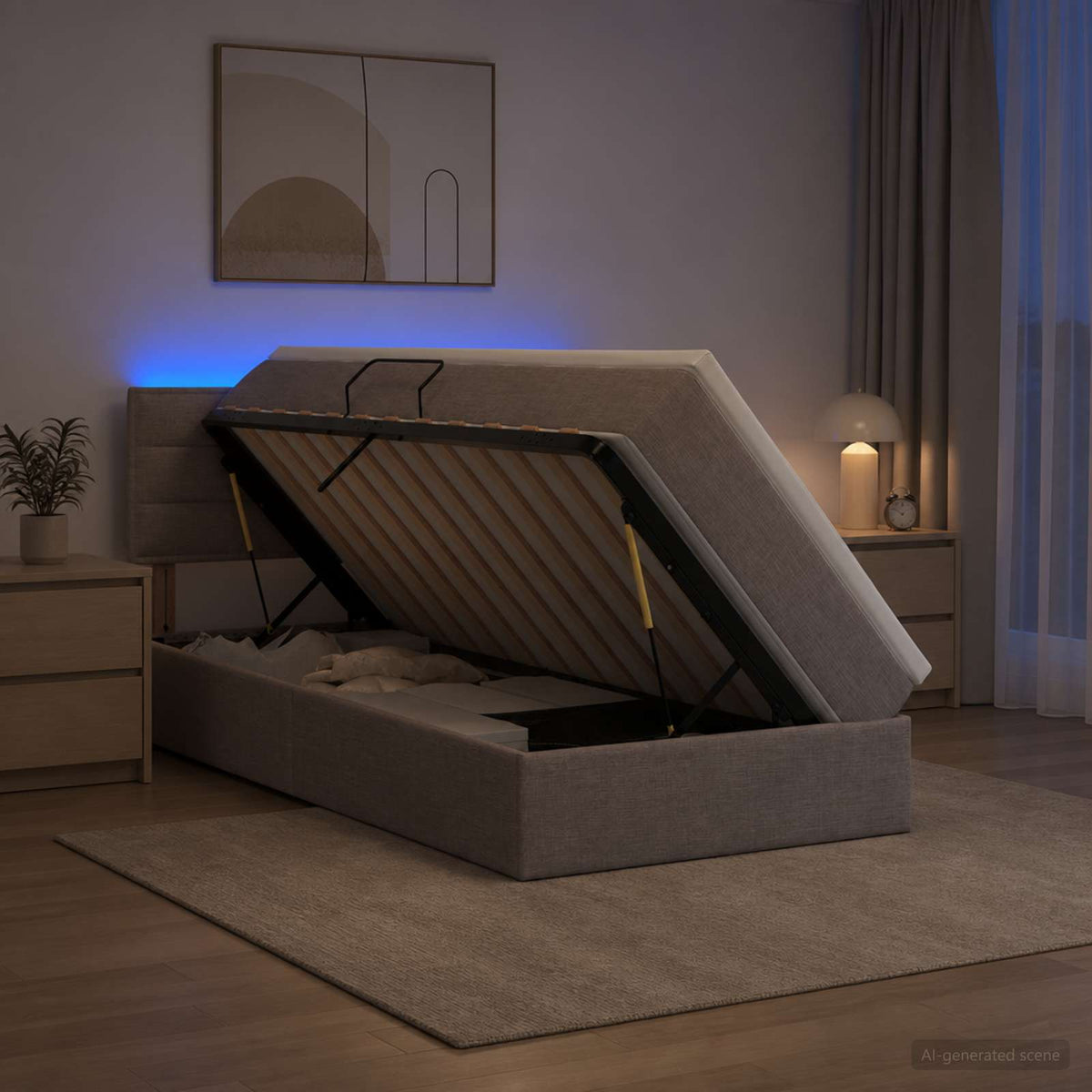 Letto con contenitore LED e materasso Tortora 90 x 200 cm | homemem39