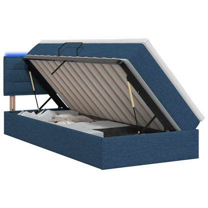 Letto con contenitore LED e materasso Blu 90 x 200 cm Tessuto | homemem39
