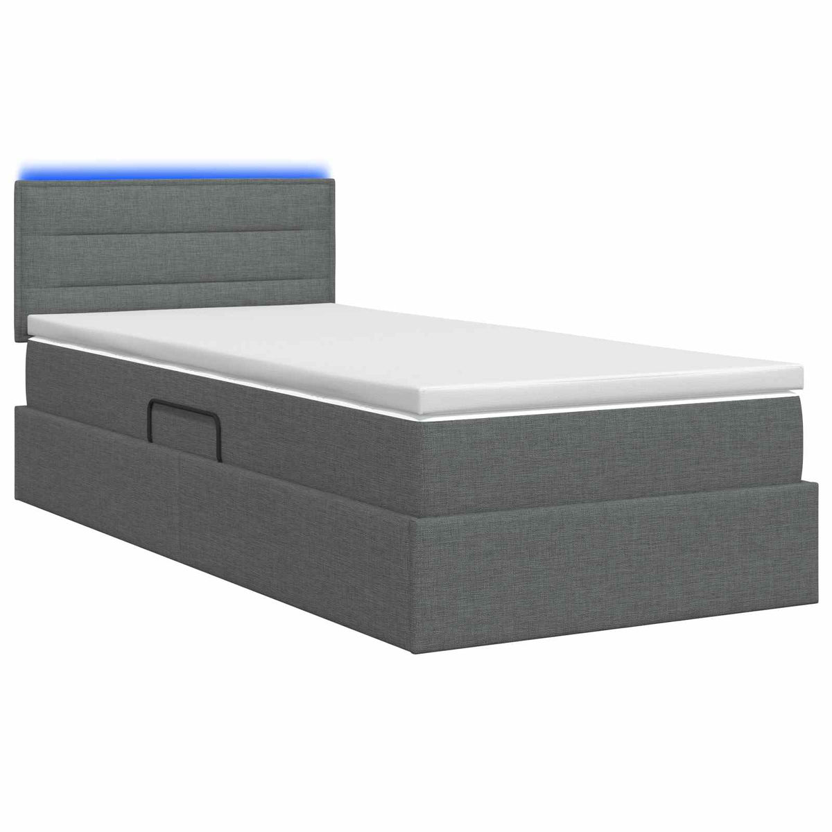 Letto con contenitore LED e materasso Grigio Scuro 100 x 200 cm | homemem39