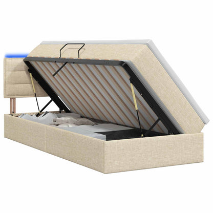 Letto con contenitore LED e materasso Crema 100 x 200 cm | homemem39
