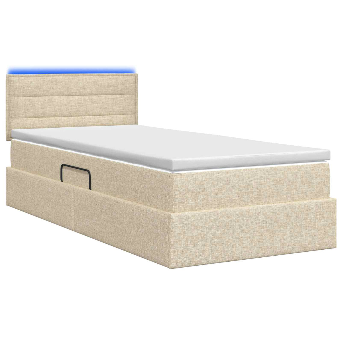 Letto con contenitore LED e materasso Crema 100 x 200 cm | homemem39