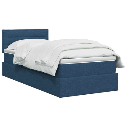 Letto con contenitore LED e materasso Blu 100 x 200 cm Tessuto