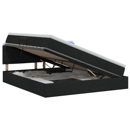 Letto con contenitore LED e materasso Nero 140 x 200 cm Tessuto