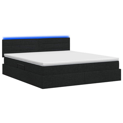 Letto con contenitore LED e materasso Nero 140 x 200 cm Tessuto