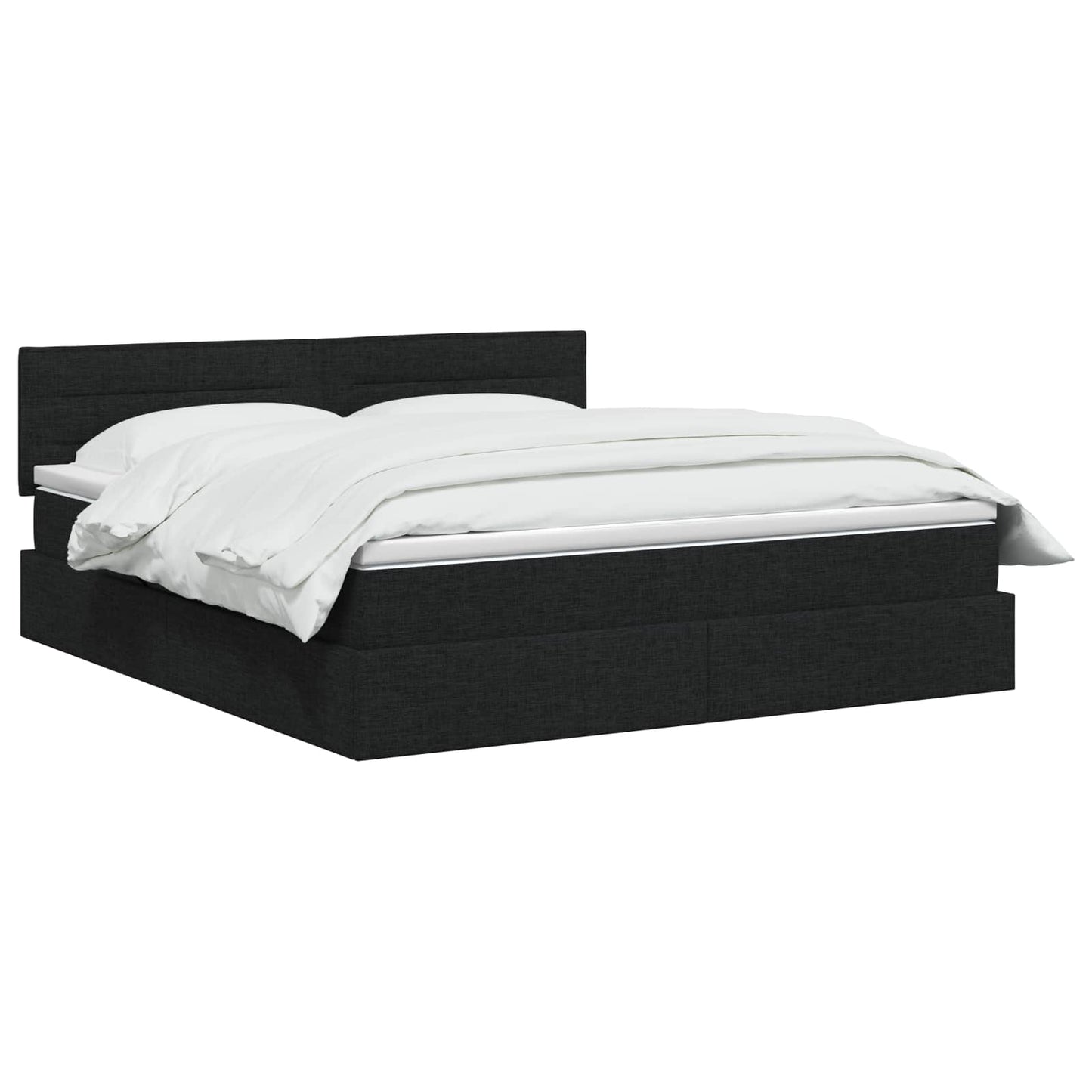 Letto con contenitore LED e materasso Nero 140 x 200 cm Tessuto