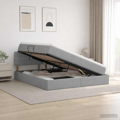 Letto con contenitore e materasso Grigio Chiaro 140 x 200 cm