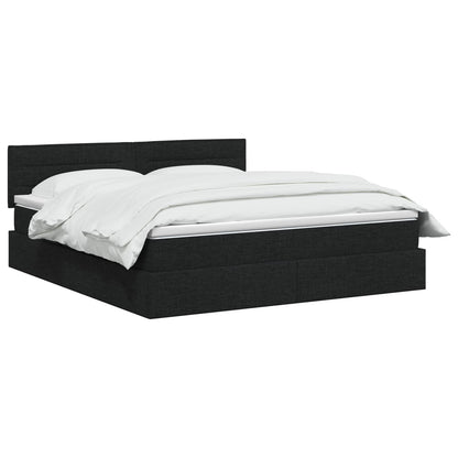 Letto con contenitore LED e materasso Nero 180 x 200 cm Tessuto