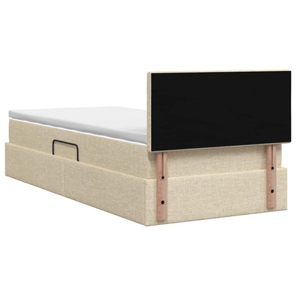 Letto con contenitore LED e materasso Crema 90 x 190 cm Tessuto | homemem39