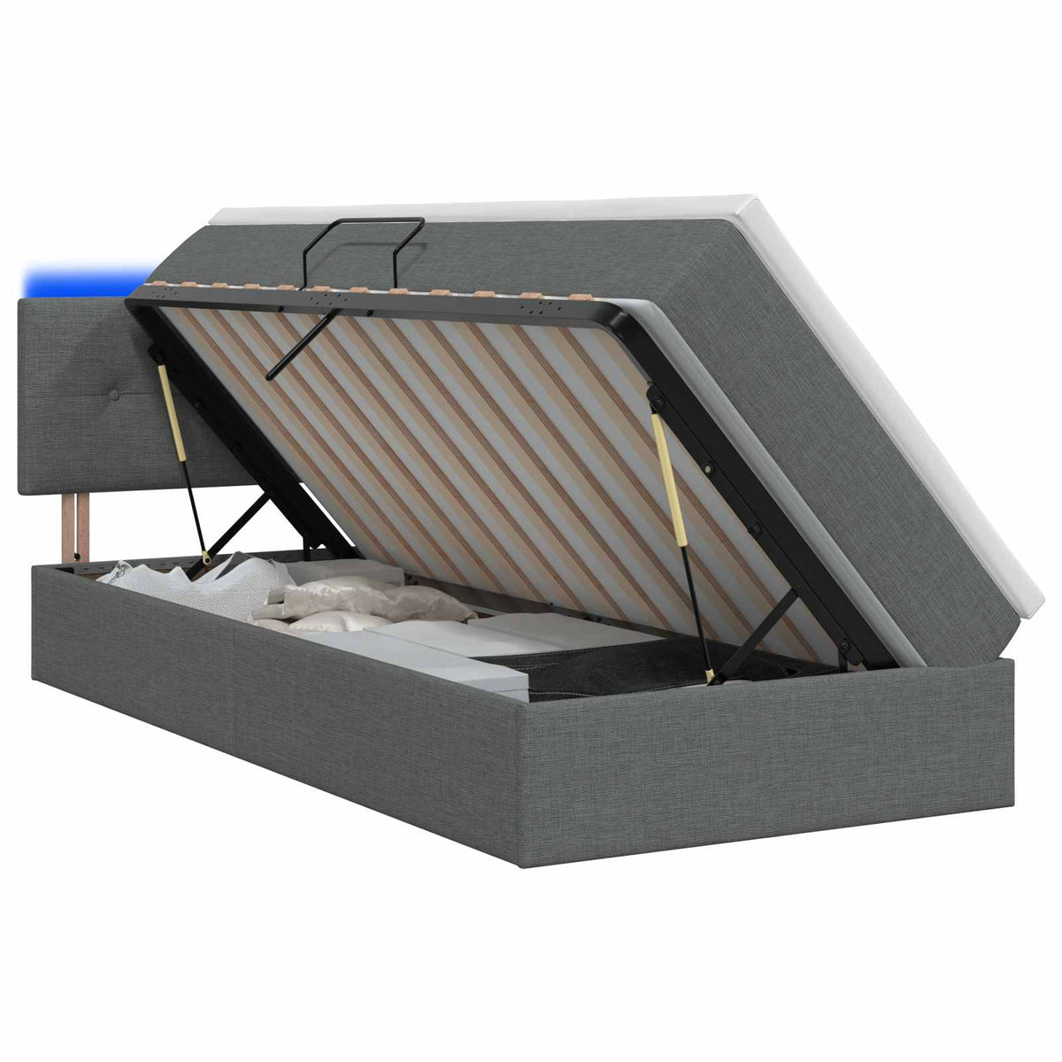 Letto con contenitore LED e materasso Grigio Scuro 90 x 200 cm | homemem39