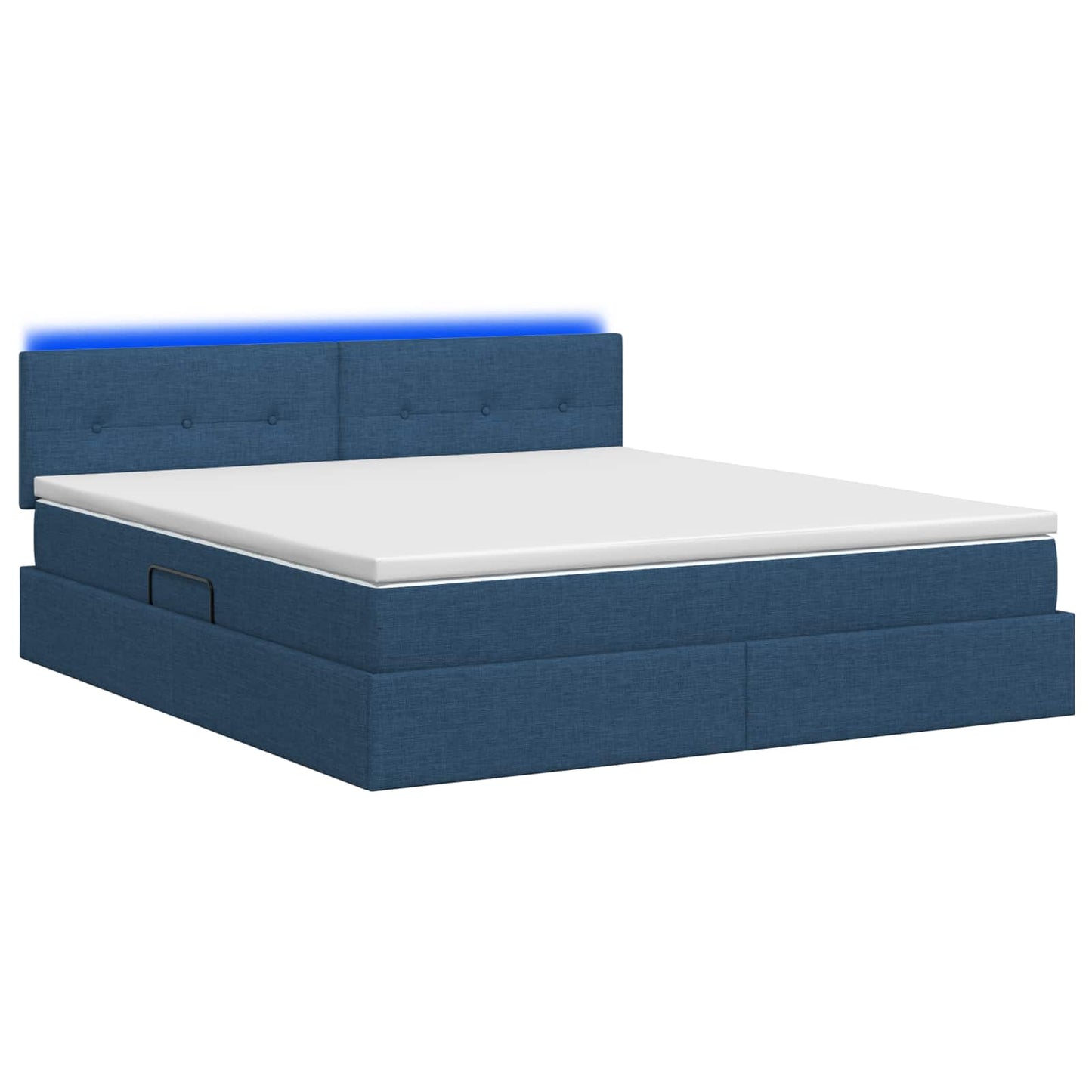 Letto con contenitore LED e materasso Blu 160 x 200 cm Tessuto