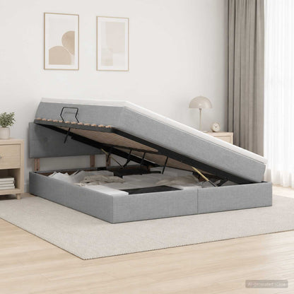 Letto con contenitore e materasso Grigio Chiaro 180 x 200 cm
