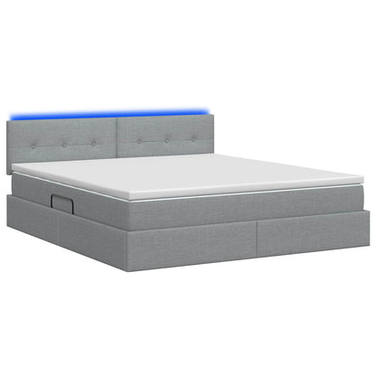 Letto con contenitore LED e materasso Grigio Chiaro