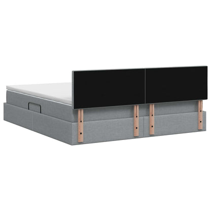 Letto con contenitore LED e materasso Grigio Chiaro